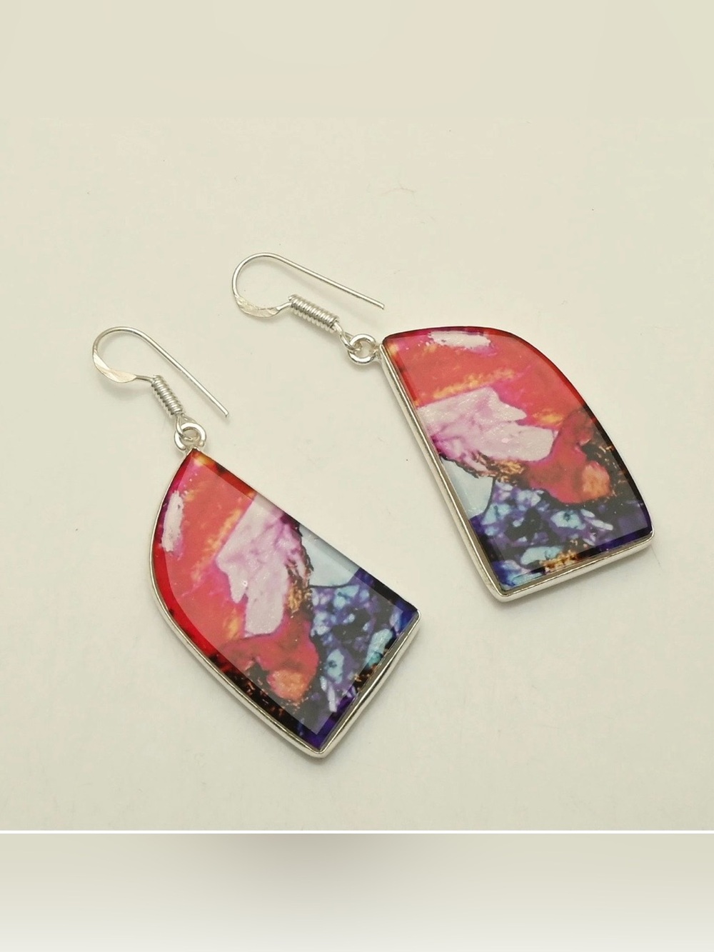 Dichroic Glass Gemstone Handmade Drop Dangle Earrings